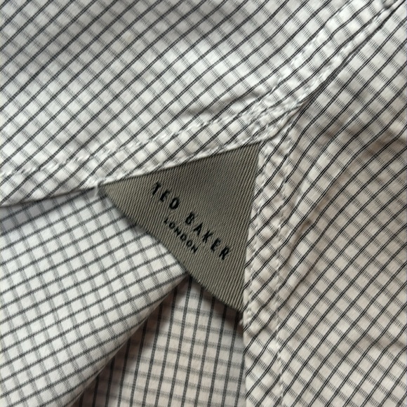 Ted Baker Dress Shirt Cuff Trims White Black Grid - Picture 6 of 8